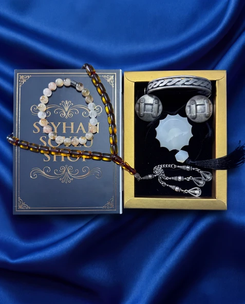 Seyhan Soylu Shop - Luxury Seri Kitap Kutulu Kadın Takı Seti Ve Tesbih Kombin - Kolye Küpe Yüzük Bileklik Ekstra Boncuk Bileklik 6 Parça Hediyelik - Doğum Günü Yıl Dönümü ürün görseli 1