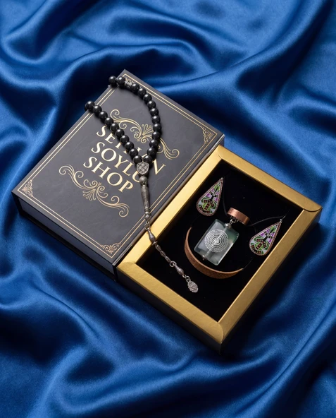 Seyhan Soylu Shop - Özel Tasarım Kitap Kutulu Kadın Bakır Takı Seti Ve Tesbih Kombini - Kolye Küpe Bileklik Yüzük 5 Parça Otantik Şık Hediyelik - Doğum Günü Yıl Dönümü Anneler Günü ürün görseli 1