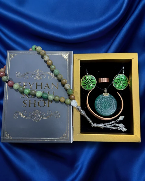 Seyhan Soylu Shop - Özel Tasarım Kitap Kutulu Kadın Bakır Takı Seti Ve Tesbih Kombini - Kolye Küpe Bileklik Yüzük 5 Parça Otantik Şık Hediyelik - Doğum Günü Yıl Dönümü Anneler Günü ürün görseli 1