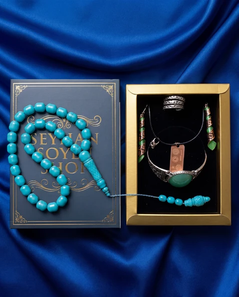Seyhan Soylu Shop - Special Seri Kitap Kutulu Takı Seti Ve Tesbih Kombini - Kolye Küpe Special Tasarım Bileklik Yüzük 5 Parça Otantik Hediyelik - Doğum Günü Yıl Dönümü Şık Hediye ürün görseli 1