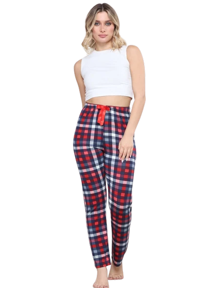 Pijama Altı Modal  Ring Viskon Kumaş-Pöti Kare Desenli ürün görseli 1