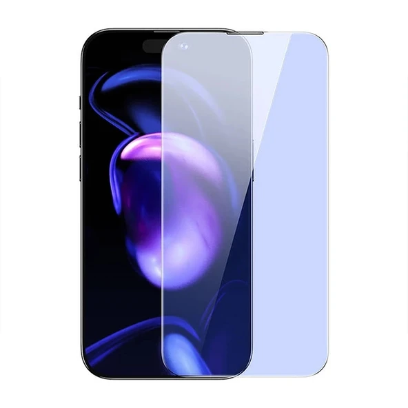 Nevamel Baseus Crystal iPhone 15 Pro Max Full Koruma Anti Mavi Işık Tempered Cam Ekran Koruyucu 2 Adet Set-(5775) ürün görseli 1
