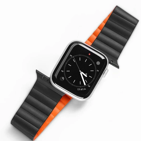 Nevamel DUX DUCIS Apple Watch 38/40/41MM için Manyetik Zincir Versiyon PU Deri Kayış Kordon-(5775) ürün görseli 1
