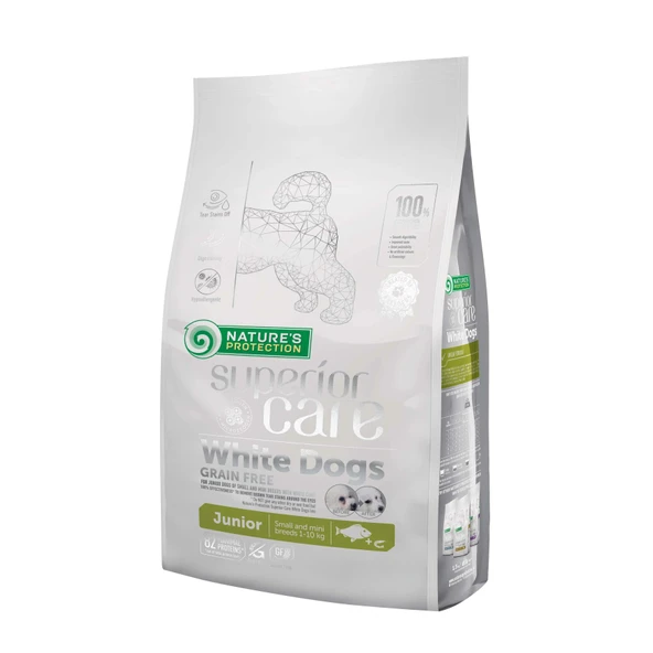 Nature's Protection Superior Care Beyaz Tüylü Köpekler için Balıklı Tahılsız Küçük Irk Yavru Köpek Maması 10kg ürün görseli 1