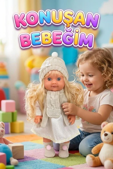 Lucia Girl Konuşan 35 cm - Etkileşimli Kolları Bacakları ve Kafası Et Kutulu Atkılı Oyuncak Bebek ürün görseli 1