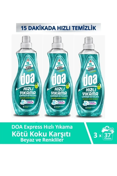 Doa Express Hızlı Yıkama Kötü Koku Karşıtı Beyaz Renkliler Çamaşır Deterjanı 1480 ML x 3 Adet ürün görseli 1