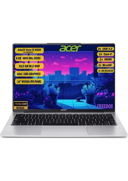 (Hasarlı Kutu, Açılmış Ürün) Acer Aspire Lite Intel Core I3-N300 8gb 512GB SSD Freedos ürün görseli 1