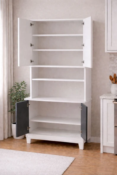 LALE 207 CM ÇOK AMAÇLI DOLAP ANTRASİT/BEYAZ - Resim 4