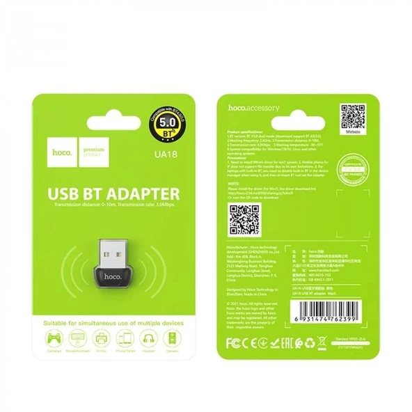 Nevamel HOCO UA18 3.0Mbps USB Bluetooth 5.0 Adaptör-(5775) - Resim 5