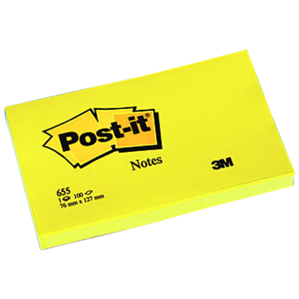 Post-it Yapışkanlı Not Kağıdı 100 YP 76x127 Sarı 655 ürün görseli 1