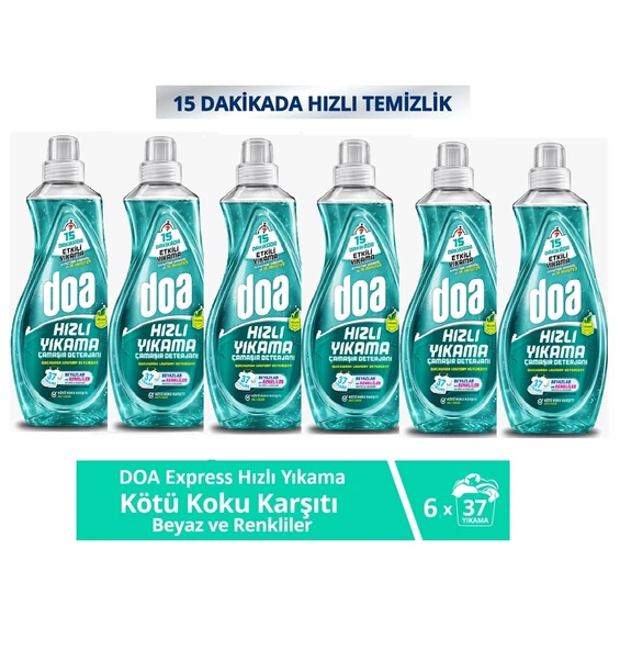 Doa Express Hızlı Yıkama Kötü Koku Karşıtı Beyaz Renkliler Çamaşır Deterjanı 1480 ML x 6 Adet ürün görseli 1