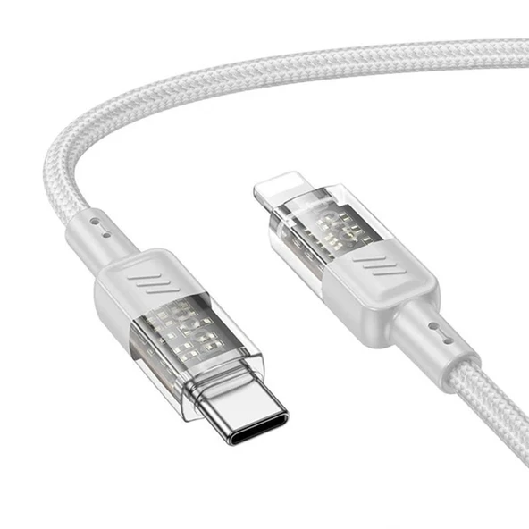 Nevamel Hoco U129 Transparan Type-C to Lightning  Data ve Şarj Kablosu 1m-(5775) ürün görseli 1