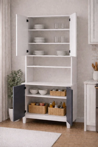 LALE 207 CM ÇOK AMAÇLI DOLAP ANTRASİT/BEYAZ - Resim 2