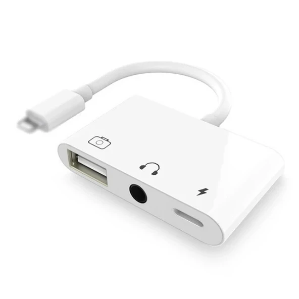 Nevamel 3in1 İPhone-İPAD lightning To Kulakılık ve Usb Kamera Okuyucu Otg-(5775) ürün görseli 1
