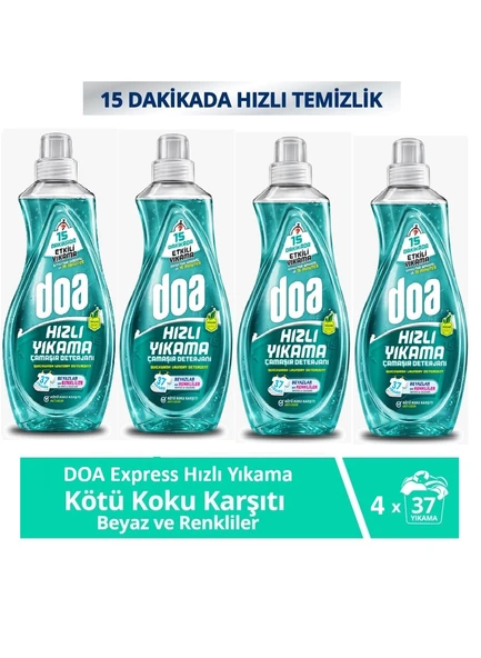 Doa Express Hızlı Yıkama Kötü Koku Karşıtı Beyaz Renkliler Çamaşır Deterjanı 1480 ML x 4 Adet ürün görseli 1