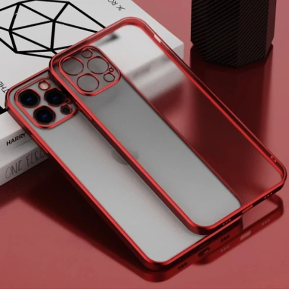 Nevamel iPhone 12 Pro Max 6.7inç Renkli Kenar Şeffaf Kılıf Kamera Korumalı Kılıf-(5775) ürün görseli 1