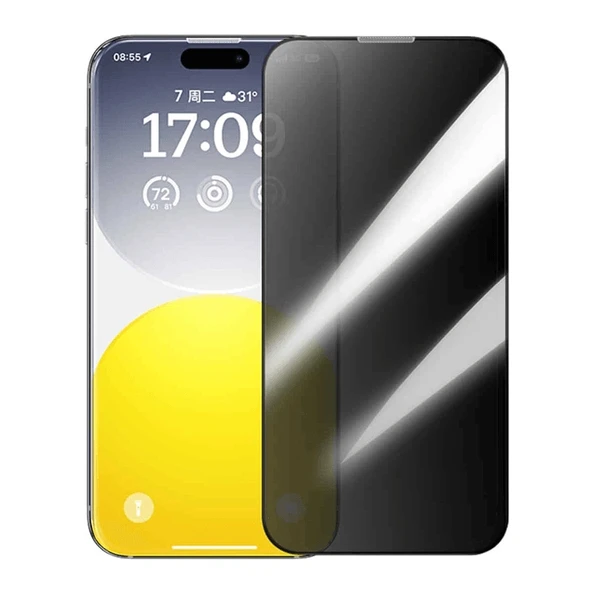 Nevamel Baseus Crystal iPhone 15 Pro Privacy Full Koruma Tempered Cam Ekran Koruyucu-(5775) ürün görseli 1