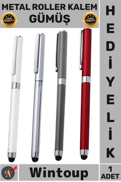 #Kalem Lüks Şık Kaliteli Dokunmatik Kurumsal Tasarım Hediye Metal Touchpen Roller Kalem Gümüş ürün görseli 1