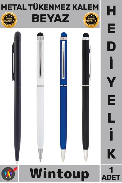 #Kalem Lüks Şık Dokunmatik Tablet Telefon Kurumsal Hediye Metal Tükenmez Touchpen Kalem Beyaz ürün görseli 1