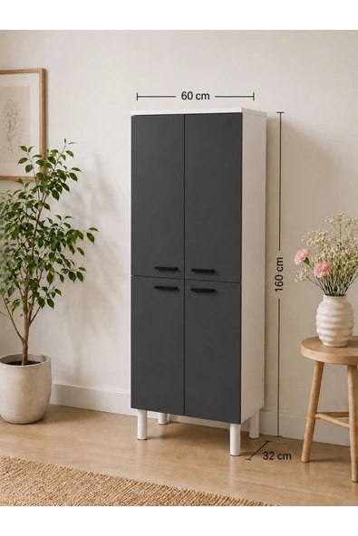 PARLA 160 CM ÇOK AMAÇLI DOLAP ANTRASİT - Resim 4