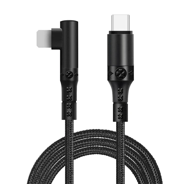 Nevamel ALLY Type-C to İPhone 20w Lightning Hızlı Şarj Kablosu Oyuncu 90 Derece Kablo-(5775) ürün görseli 1