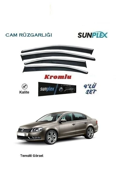 VW Passat B7 2011-2014- Kromlu Cam Rüzgarlığı 4 LÜ Sunplex ürün görseli 1