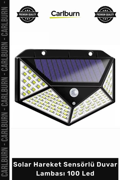 #Solar Dış Mekan Su Geçirmez Bahçe Aydınlatma Güneş Solar Hareket Sensörlü Duvar Lambası 100 Led ürün görseli 1