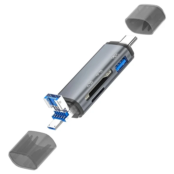 Nevamel ALLY ADS-307 3 IN 1 USB + Micro USB + Type-c OTG Kart Okuyucu-(5775) ürün görseli 1