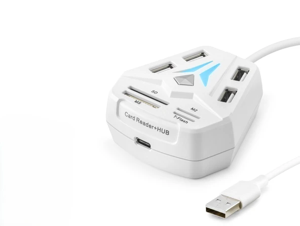 Usb Combo Hub Kart Okuyucu 8 Port Beyaz A068W ürün görseli 1