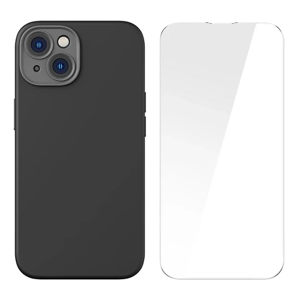 Nevamel Baseus Liquid Silica Gel iPhone 14 Plus 6.7 Magsafe Silikon Kılıf + Tempered Ekran Koruyucu Set-(5775) ürün görseli 1