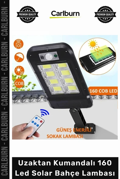 #Solar Güneş Enerjili Su Geçirmez Sensörlü Bahçe Uzaktan Kumandalı 160 Led Solar Bahçe Lambası ürün görseli 1
