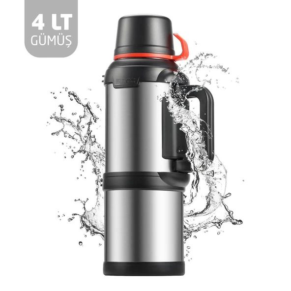 Nevvalife Travel Pot Çelik Termos 4 Litre Nevvalife Travel Pot Gümüş Kamp Termos ürün görseli 1