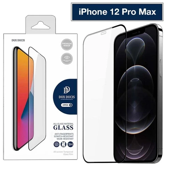 Nevamel Dux Ducis iPhone 12 Pro Max 6.7inç Tempered Cam Ekran Koruyucu 10D Full Kaplama-(5775) ürün görseli 1