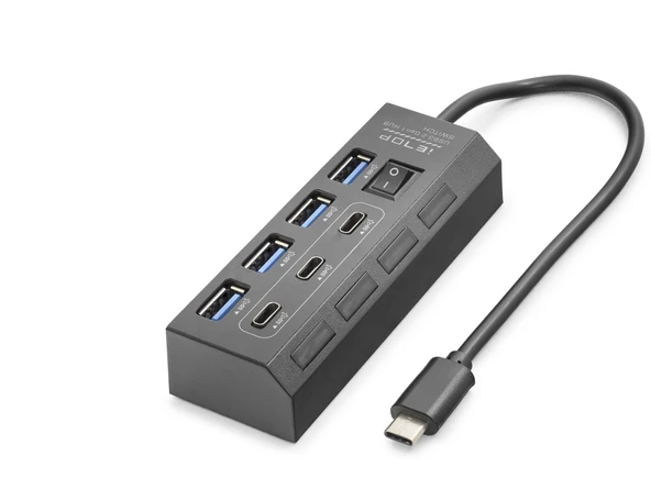 Type-C 3.2 Gen1 Anahtarlı Hub 7 Port 5 Gbps Siyah HDX7057 ürün görseli 1