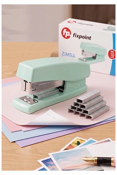 Açık Yeşil Zımba Makinesi No:10 1 Adet Fixpoint P-4499 Pastel Renkler Küçük Zımba Makinası ve Teli 15 20 Sayfa Ofis Büro ürün görseli 1