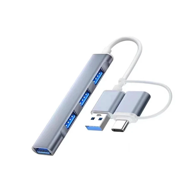 Nevamel ALLY A-806 4in1 Type-C + USB Girişli USB 3.0 Çoğaltıcı Hub Adaptör Çevirici-(5775) ürün görseli 1