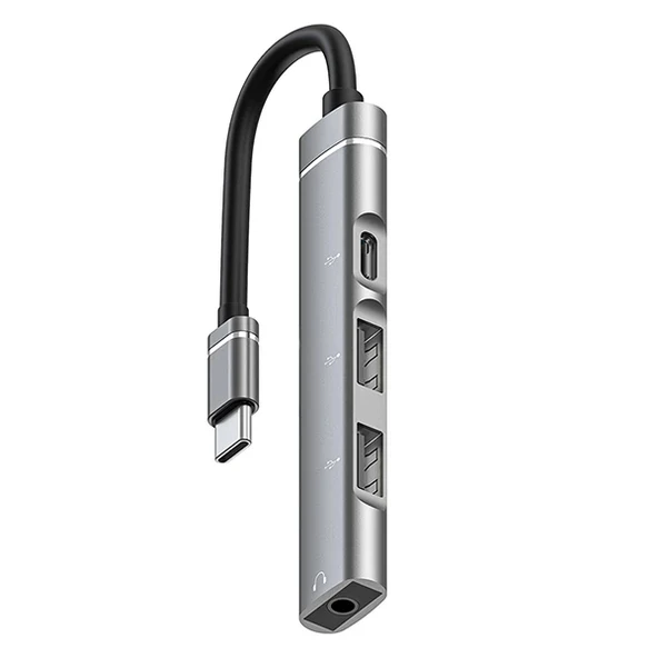 Nevamel ALLY 4in1 Type-C+3.5mm+USB Girişli Çoğaltıcı Adaptör Çevirici Hub-(5775) ürün görseli 1