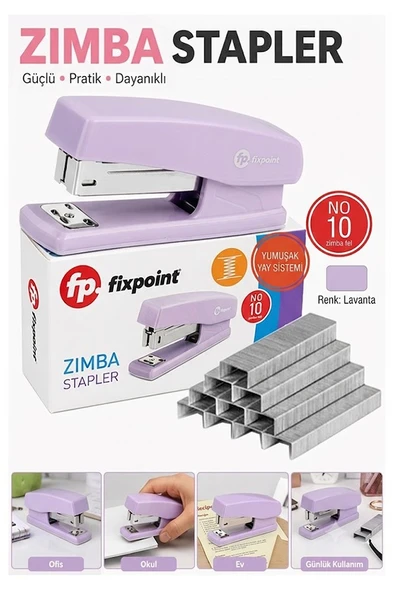 Zımba Makinesi No:10 1 Adet Fixpoint P-4499 Pastel Renkler Küçük Zımba Makinası ve Teli 15 20 Sayfa Ofis Büro Öğrenci ürün görseli 1