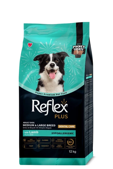 Reflex Plus Pocket Treats İlaveli Orta ve Büyük Irk Kuzu Etli Yetişkin Köpek Maması 12 kg ürün görseli 1