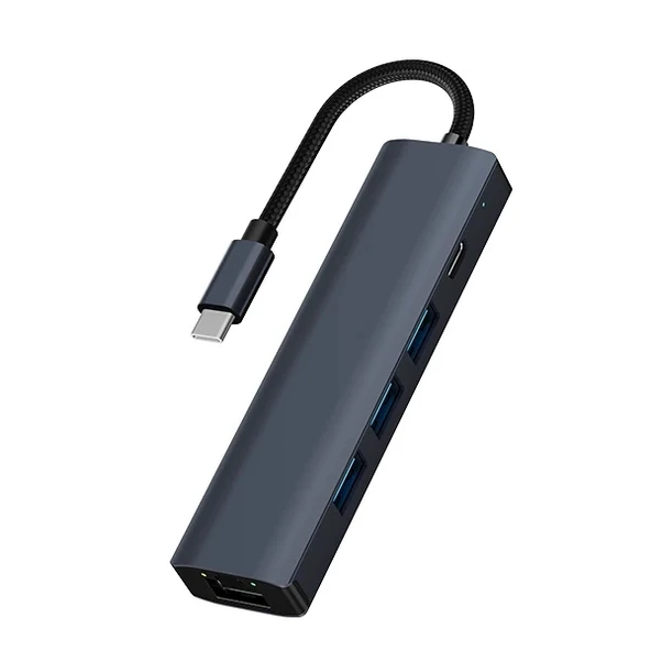 Nevamel ALLY BYL-2302 5 IN 1 Type-c To USB + Type-c + Ethernet Dönüştürücü Çoğaltıcı Hub-(5775) ürün görseli 1