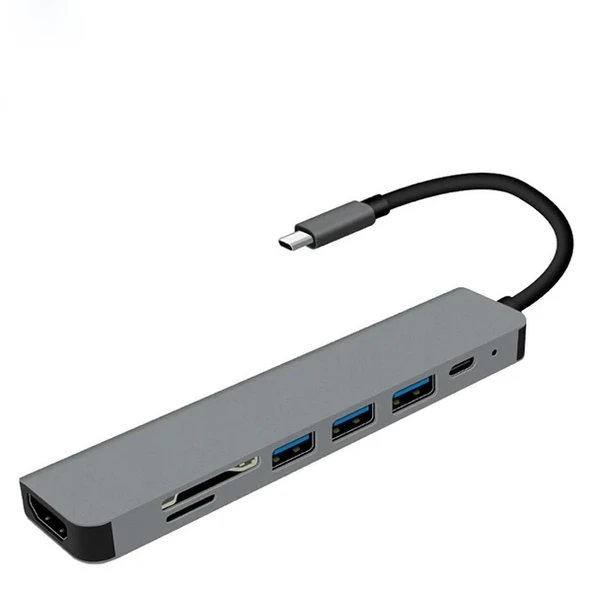 Nevamel Ally 7in1 USB 3.1 HDMI 4K 30HZ 2K 1080P Type-C HUB Adaptör Dönüştürücü-(5775) ürün görseli 1