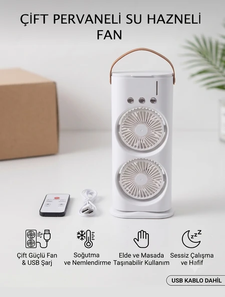 Çift Pervaneli Su Hazneli Fan - 1 Adet - Resim 2