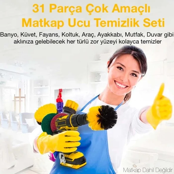 Nevamel ALLY 31 Parça Çok Amaçlı Ev Banyo ve Araç Matkap Ucu Temizlik Seti-(5775) ürün görseli 1
