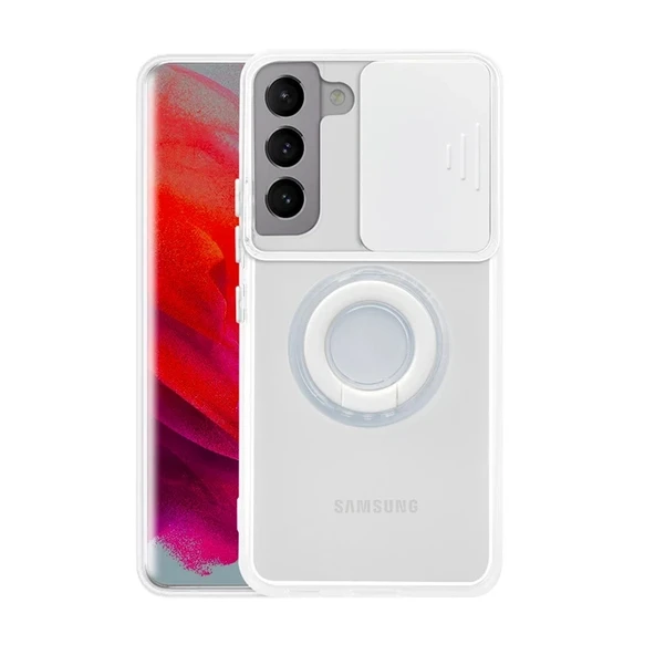 Nevamel SM Galaxy S21 Plus - S30 Plus Kılıf Sürgülü Kamera Lens Korumalı Yüzük Standlı Silikon Kılıf-(5775) ürün görseli 1