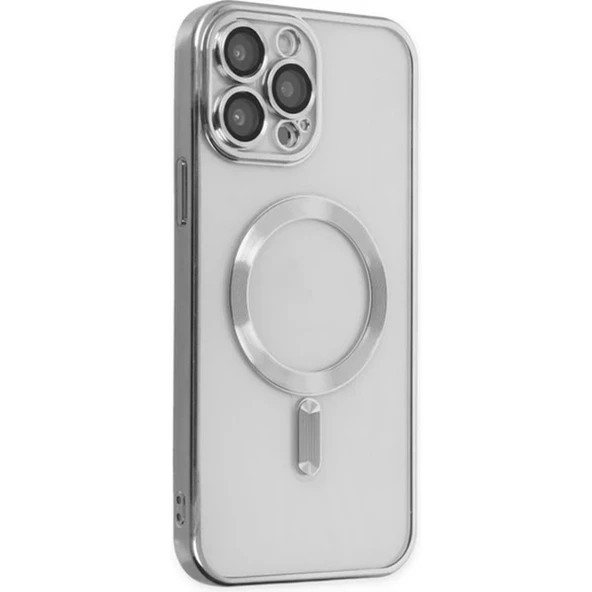 Nevamel ALLY iPhone 12 Pro Max 6.7inç Renkli Kenar Lazer Çerçeveli Magsafe Uyumlu Silikon Kılıf-(5775) ürün görseli 1