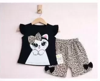 9/24 Ay Leopar Kedi Baskılı Bebek Takımı ürün görseli 1