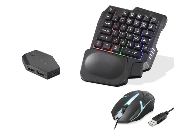 Mobil Oyun Klavye Mouse Dönüştürücü Seti Rgb Siyah ND762 ürün görseli 1