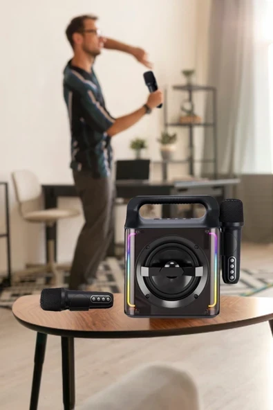Venandin Stormbox Karaoke Çift Mikrafonlu Speaker Çift Mikrofonlu Taşınabilir Hoparlör ürün görseli 1