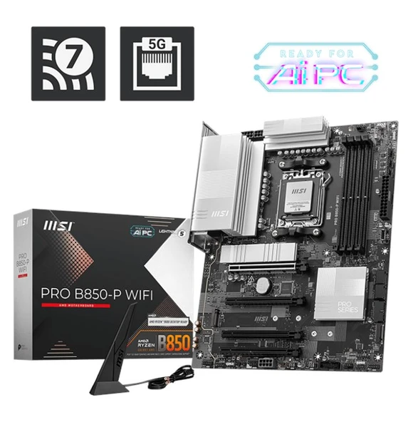 MSI Pro B850-P Wifi AM5 Ryzen D5 Hdmi Type-C ürün görseli 1