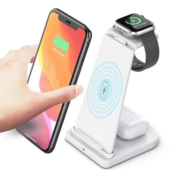 Nevamel ALLY 15W 3in1 Şarj Standı Wireless Kablosuz Şarj iPhone+iWatch+AirPods YM-UD21-(5775) ürün görseli 1